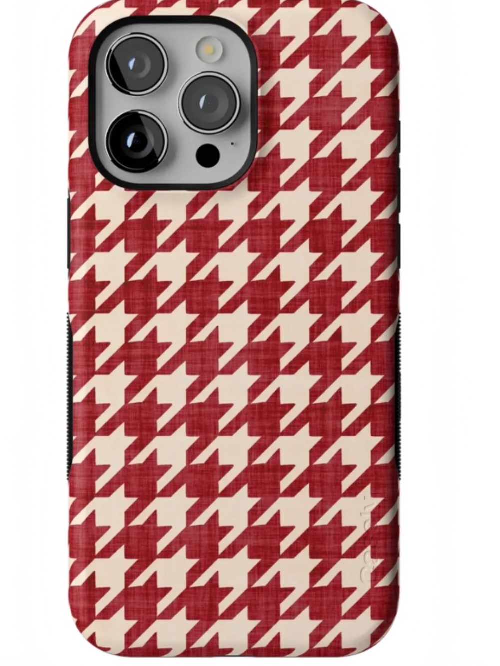 iPhone 15 PRO Scarlet Stitch Red Houndstooth Case